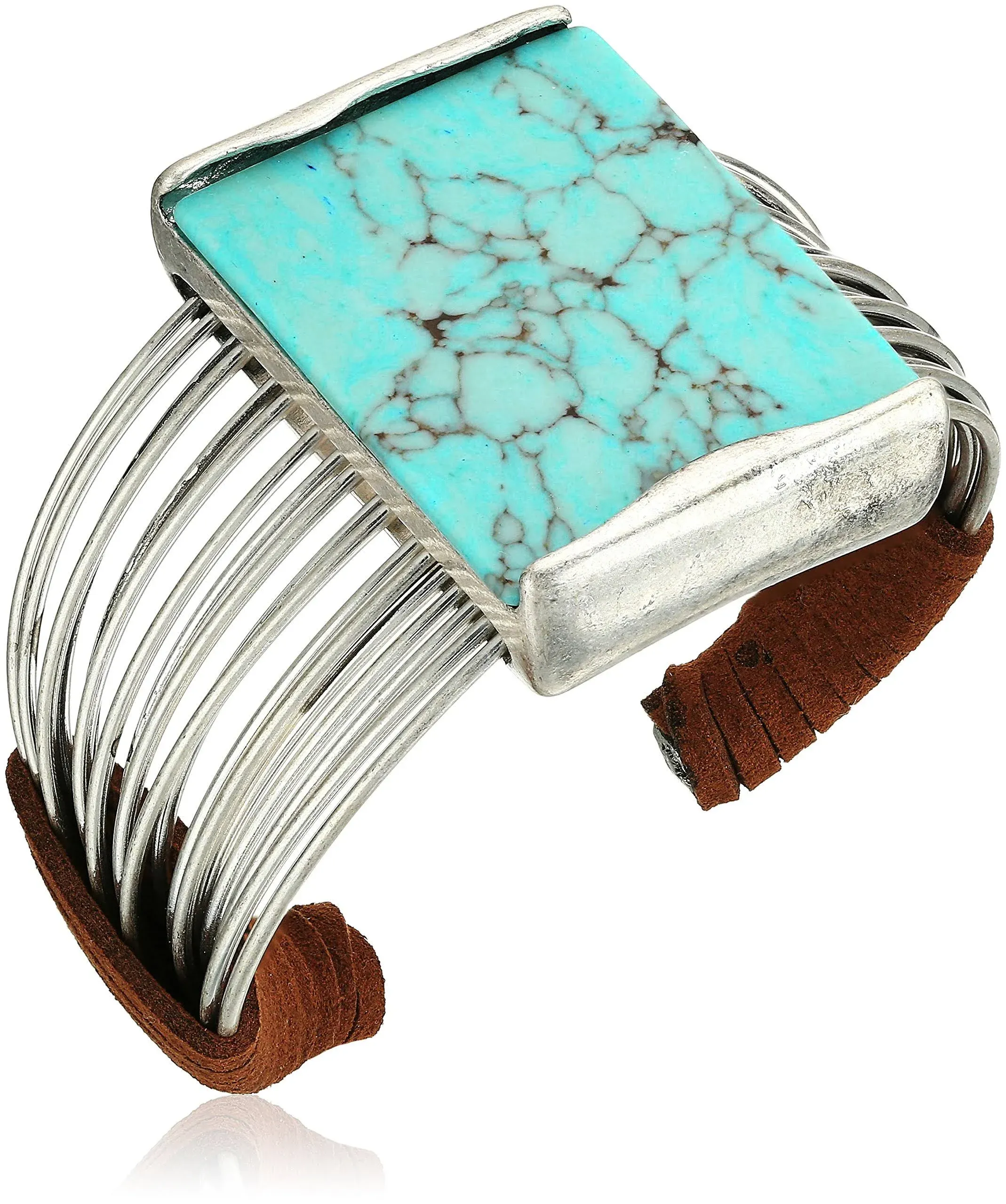 RLM Robert Lee Morris Soho Silver Plated blue turquoise stone Cuff bracelet