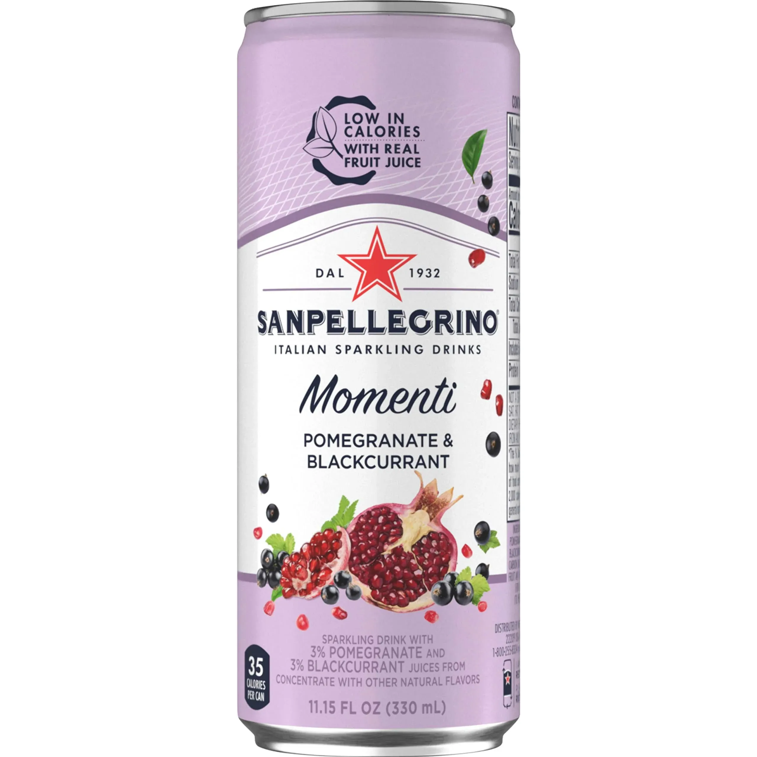 Sanpellegrino Momenti Pomegranate Blackcurrant Flavored Sparkling Drink, 24 Pack