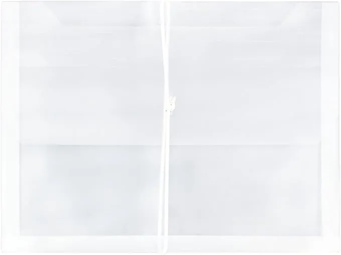 JAM Paper® Plastic Envelopes with Elastic Band Closure, 9.75 x 13 with 2.625 Inch Expansion, Clear, 12/Pack (218E25CLB)