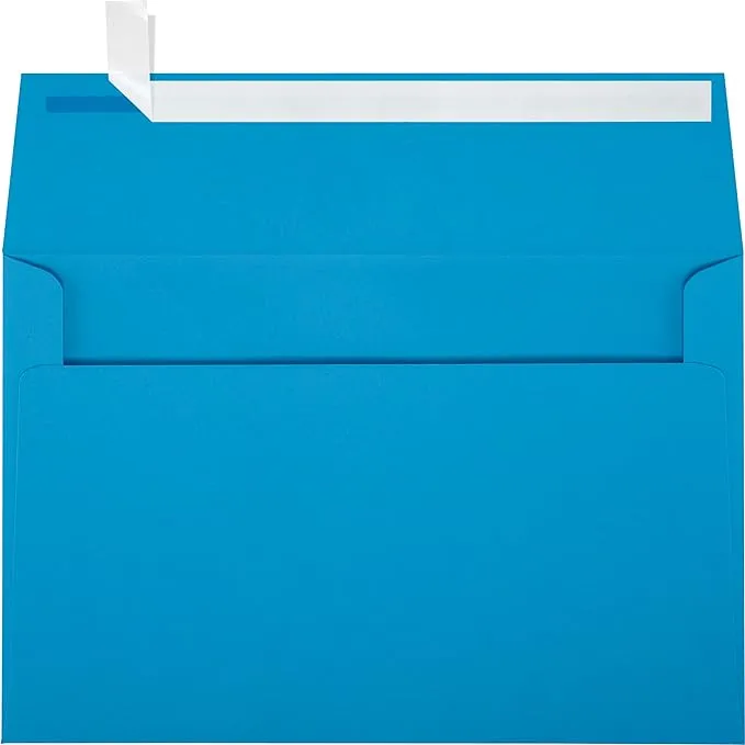 LUXPaper A9 Invitation Envelopes | Peel & Press | 5 3/4" x 8 3/4" | Pool Blue | 80lb. Text | 50 Qty