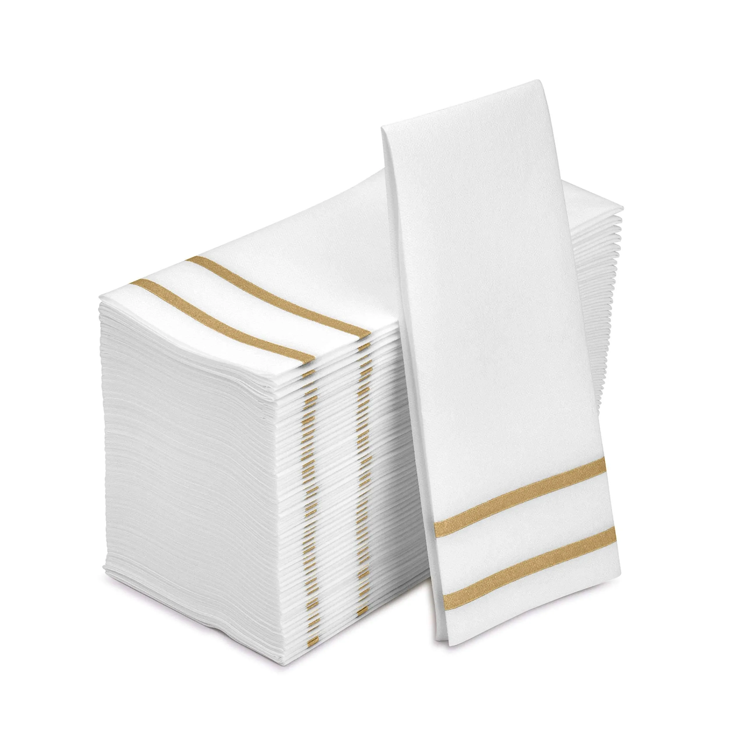 Disposable Hand Towels for Bathroom, Gold Design 50 Linen-Feel Guest Towels ...