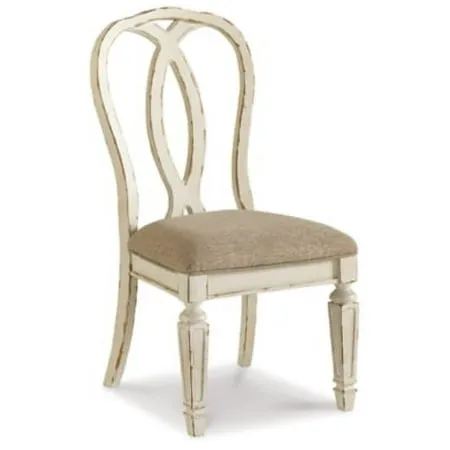 Ashley Realyn D743-02 Upholstered Side Chair in Chipped White - Set of 2