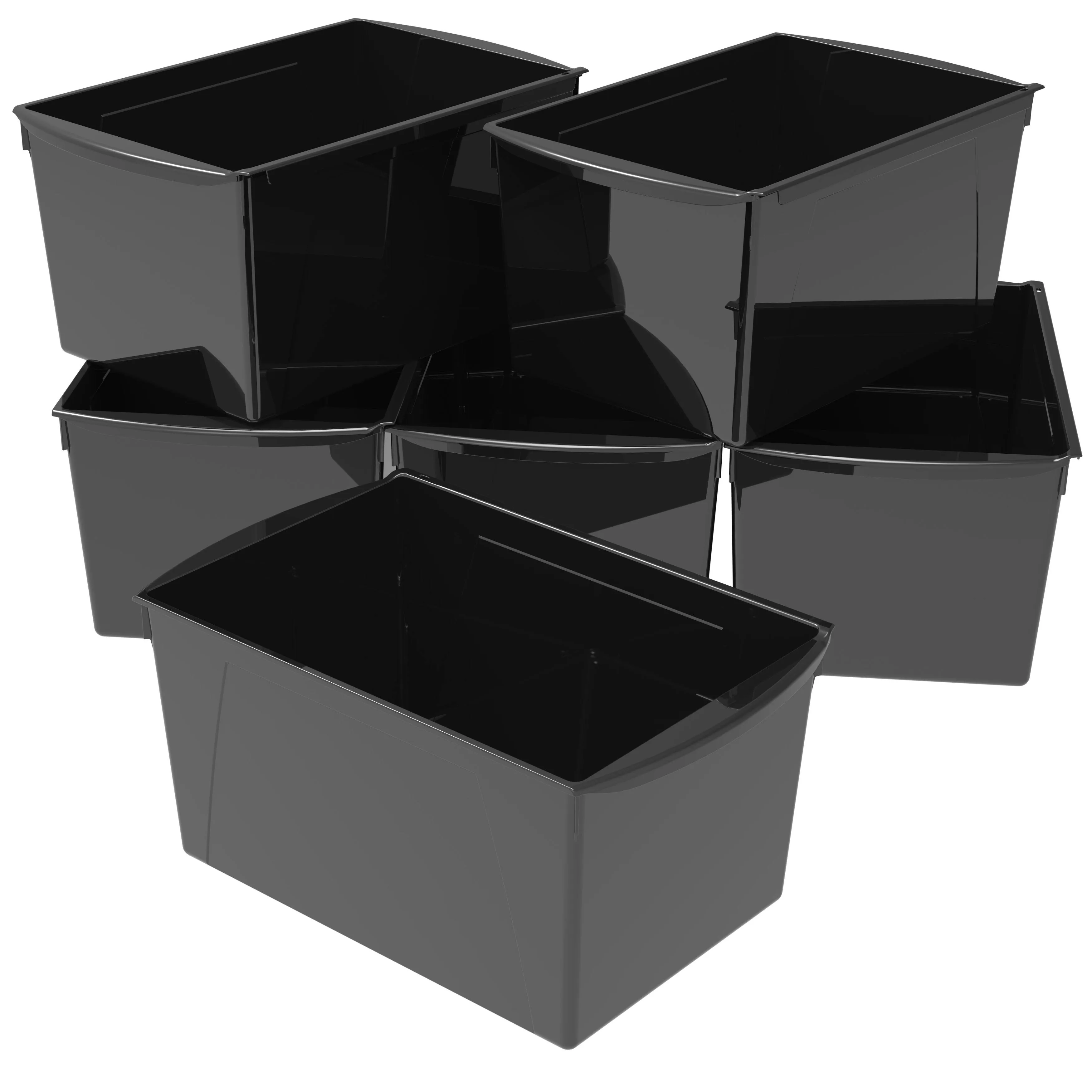 Storex - Wide Book Bin, Black, Set of 6