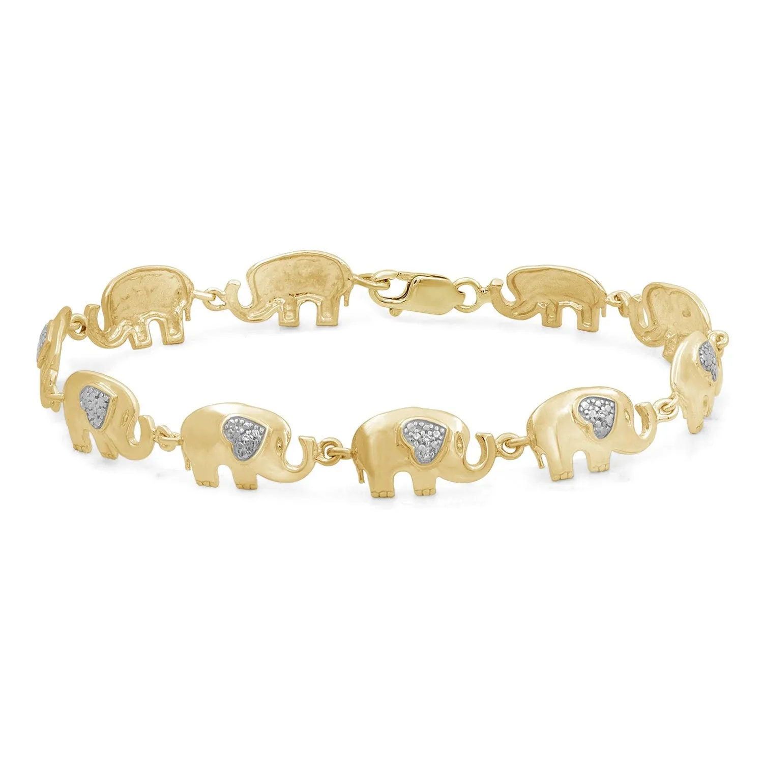 Jewelexcess Elephant Bracelet Sterling Silver Bracelet Genuine White Diamond ...