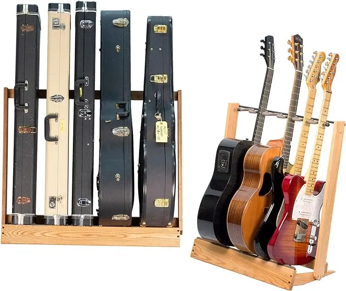 String Swing Multiple Guitar Floor Stand and Case Rack For Acoustic and Electric Guitars– Hand Welded Steel and Hardwood Made in the USA – CC34-29