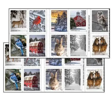 USPS Winter Scenes Forever Postage Stamps