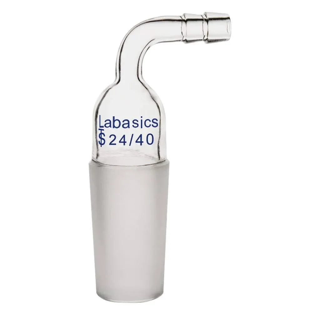 Glass Bent Inlet Adapter, Male Glass Joint - Labasics Shop 24/40 Joint