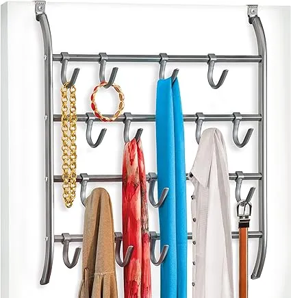 Lynk® Over Door Hooks Rack - 16 Hook Over Door Hanger - Over Door Towel Rack - Over Door Hooks for Hanging Towels or Clothes – Door Towel Storage - for Bathroom, Bedroom or Laundry Room (Bronze)