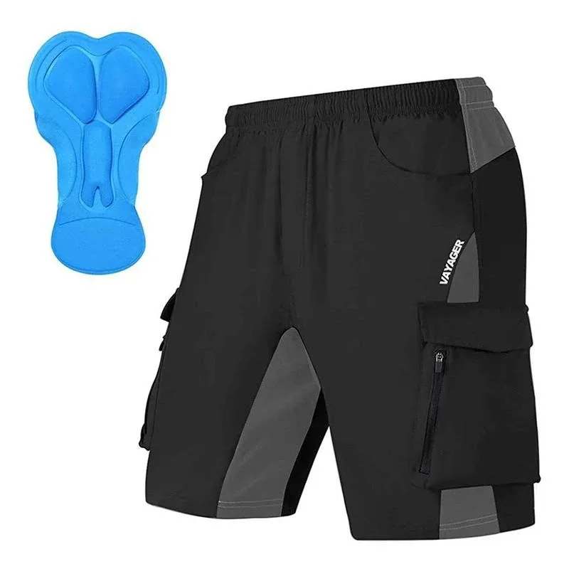 VAYAGER Men's Mountain Bike Shorts 3D Padded Bicycle MTB Shorts Loose-Fit Lightweight MTB Cycling Shorts (Black-M)