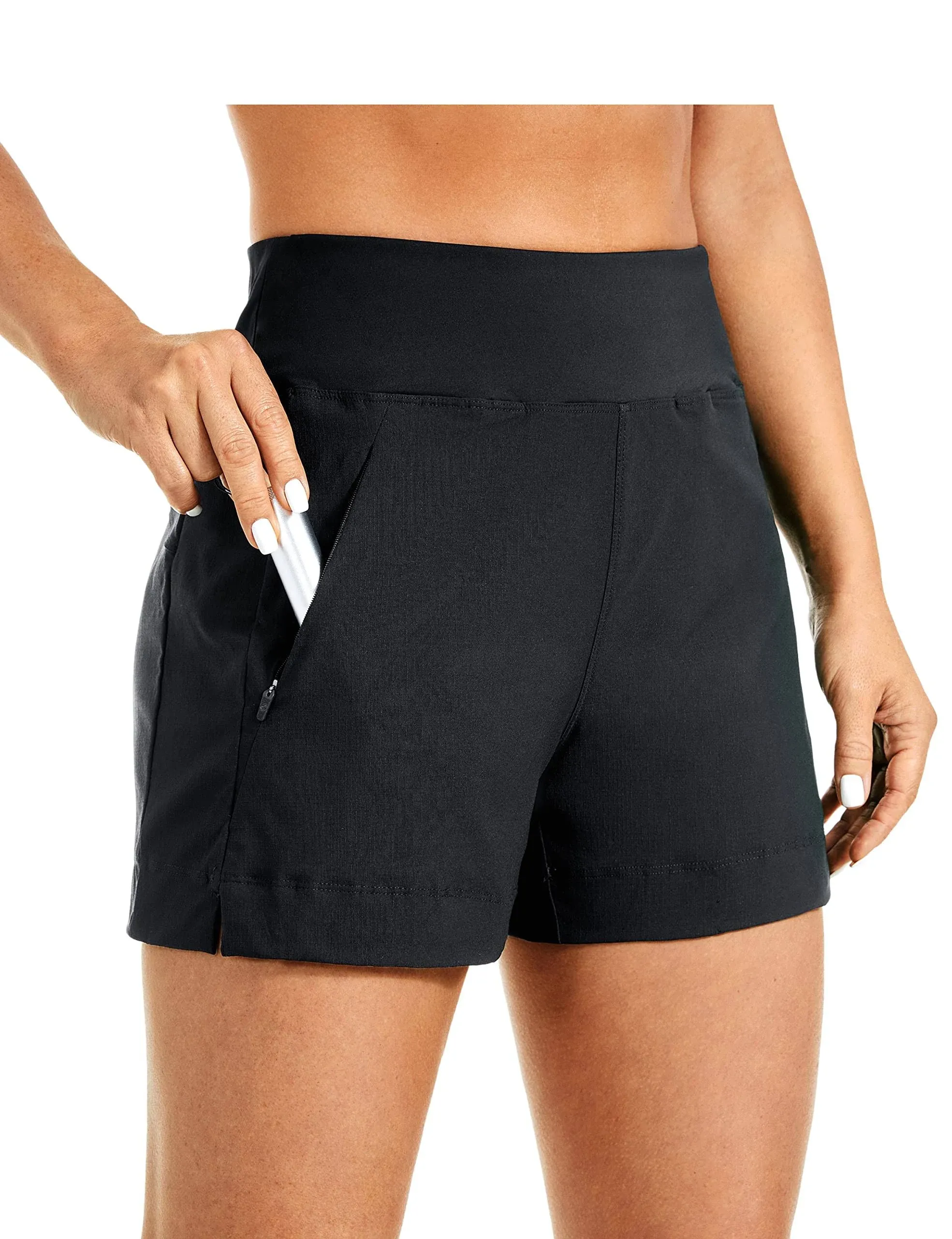 CRZ Yoga Women's Hiking Ripstop Mid-Rise Zip Pockets Shorts