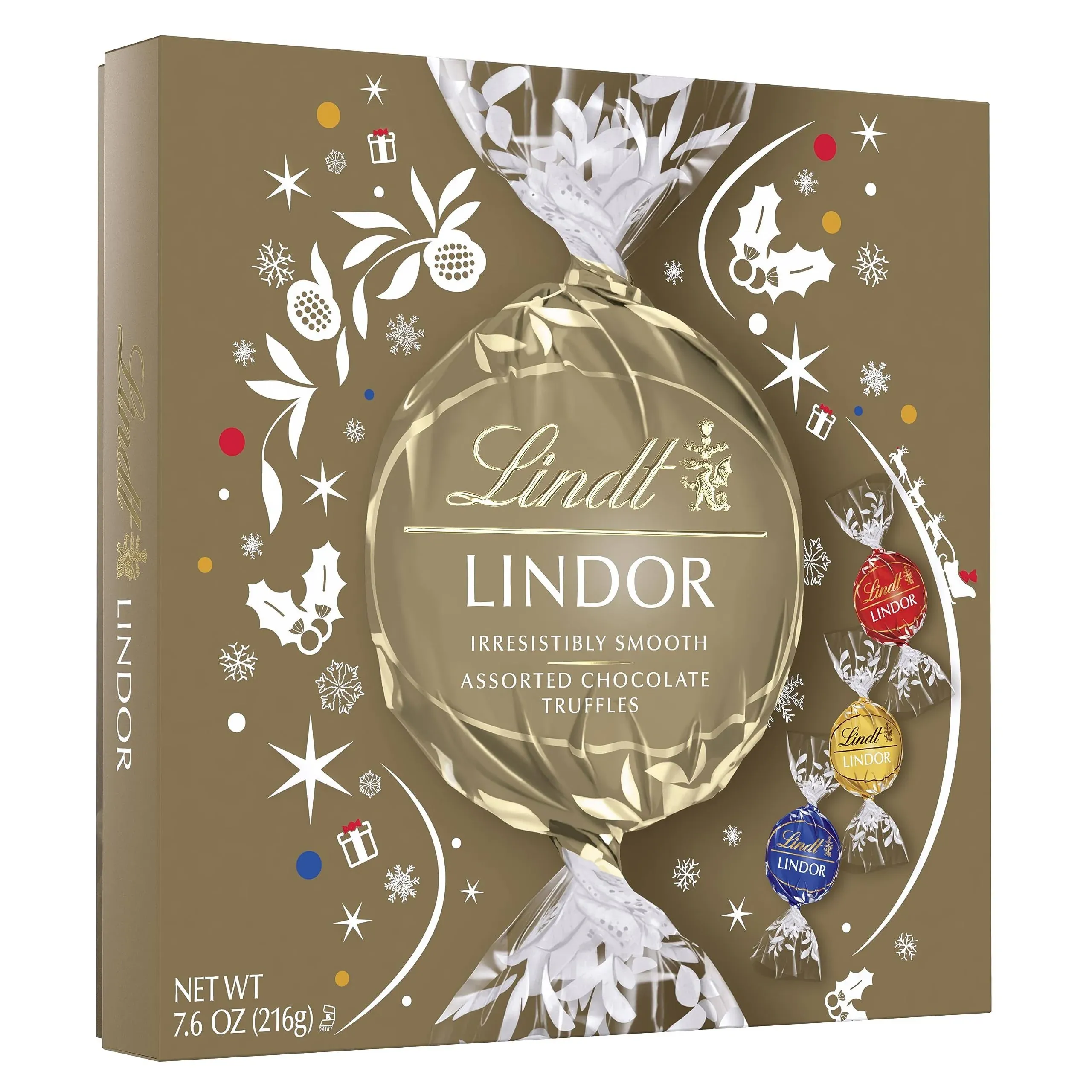 Lindt Lindor Assorted Chocolate Candy Truffles Gift Box, Assorted Chocolates with Smooth, Melting Truffle Center, 7.6 oz