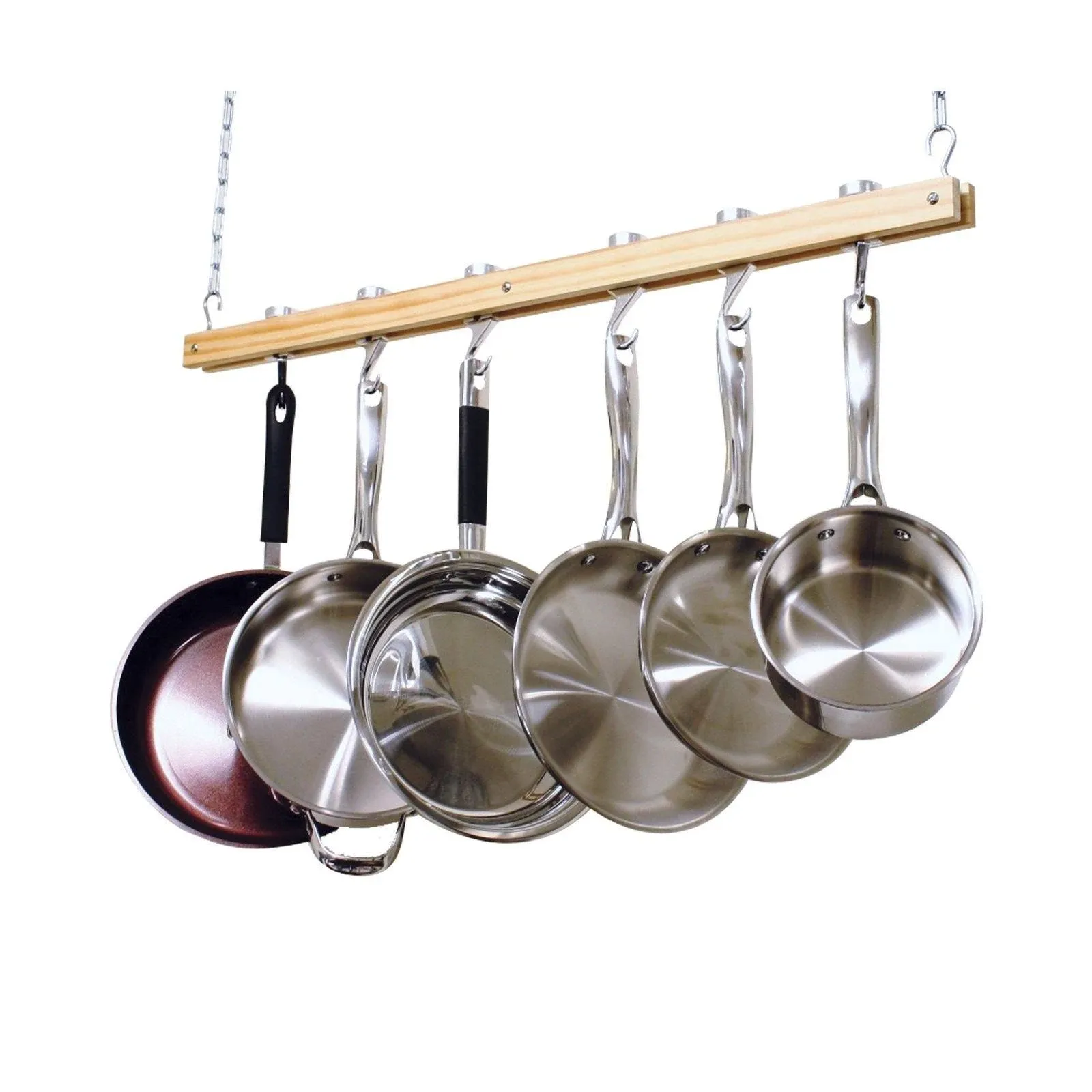 Cooks Standard 36 in. Single Bar Ceiling Mounted Wooden Pot Rack