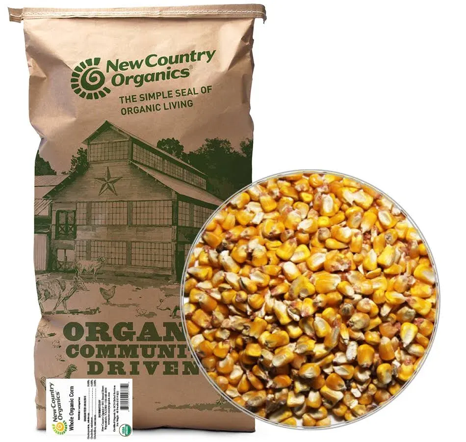 New Country Organics | Organic Corn, Unmilled | Certified Organic and Non-GMO | Feed Grade | 40 lbs