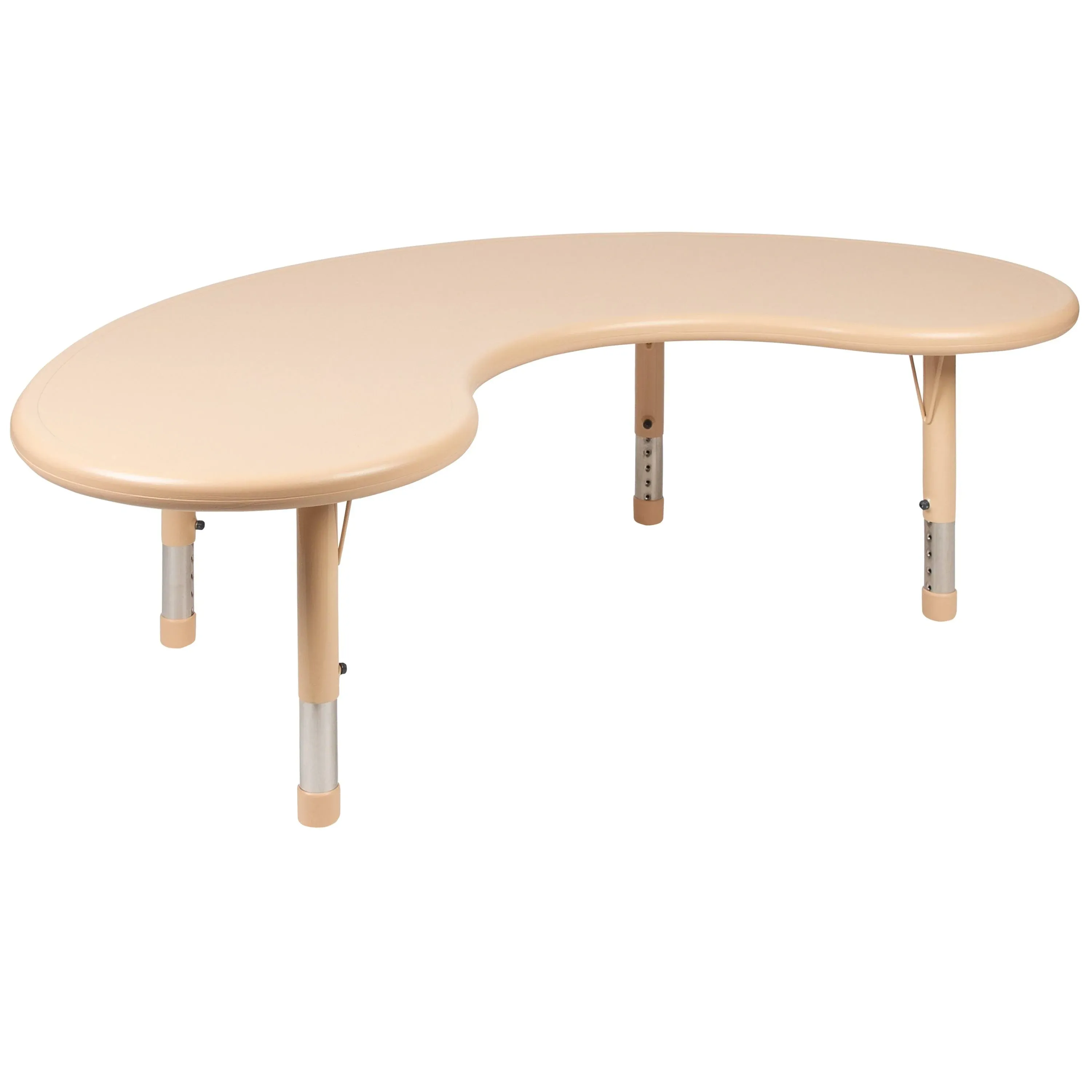 Flash Furniture YU-YCX-004-2-MOON-TBL-NAT-GG 35&amp;amp;quot;W x 65&amp;amp;quot;L Half-Moon Natural Plastic Height Adjustable Activity Table