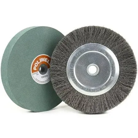 6 inch Bench Grinder Grinding Wheel & Wire Wheel Brush with 1/2'' Arbor, 120 Grit ...