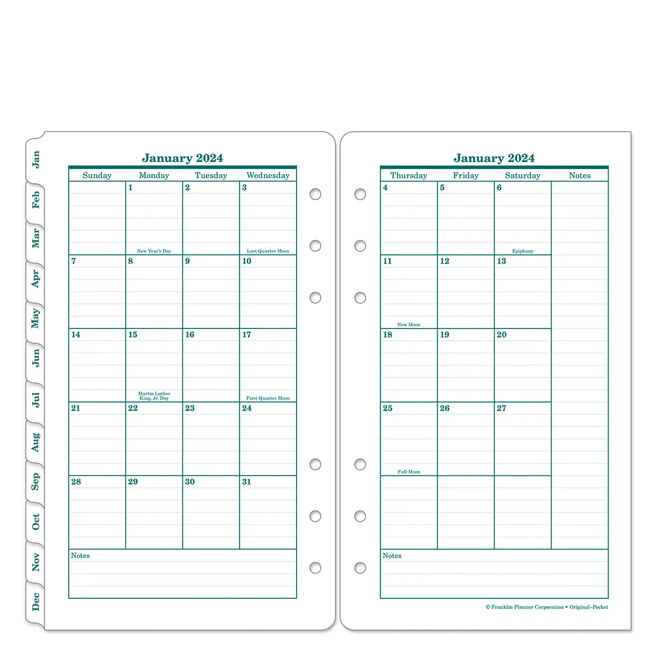 FranklinCovey Original Two-Page Monthly Calendar Tabs