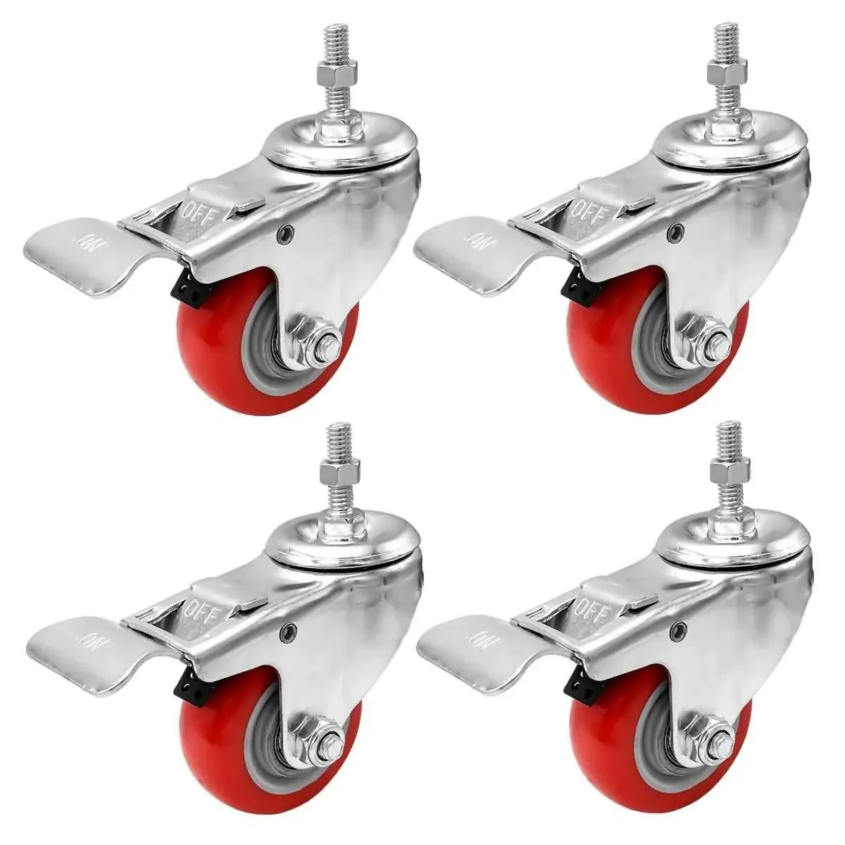 FactorDuty 3 Inch Red Caster Wheel with Brake