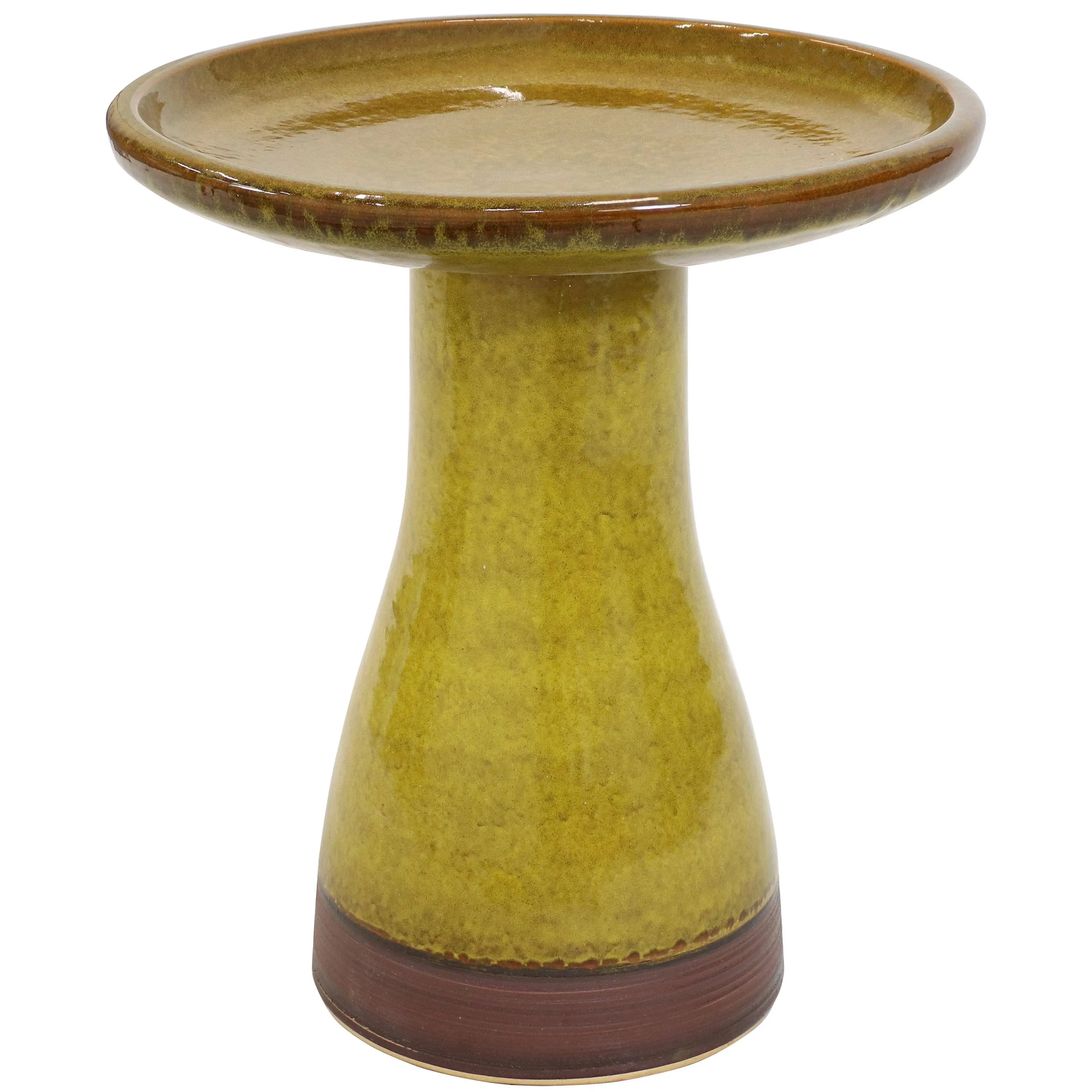 Sunnydaze Duo-Tone Ceramic Bird Bath - Yellow