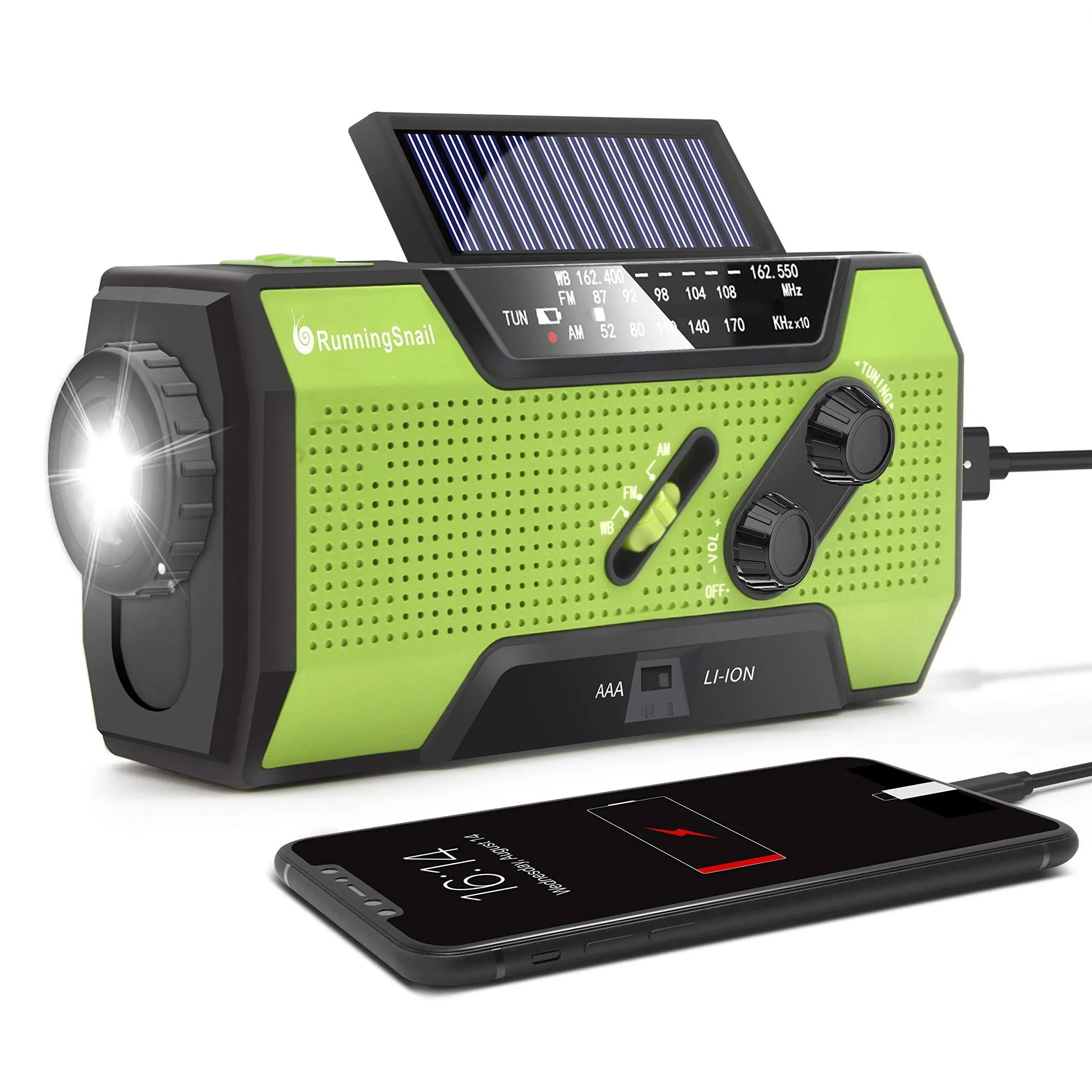 Emergency Crank Weather Radio, AM/FM/NOAA Hand Crank Portable Solar Radio with 