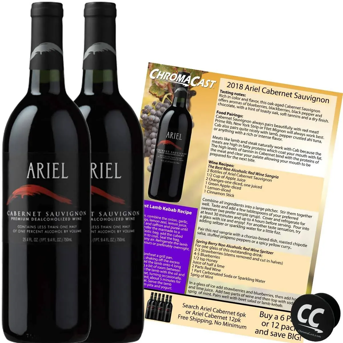 Ariel Cabernet Non-Alcoholic Red Wine Experience Bundle, 2-PACK