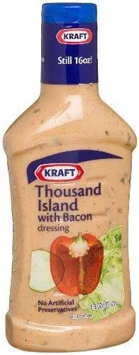 Kraft Thousand Island with Bacon Dressing, 16-Ounce Plastic Bottles (Pack of 6)