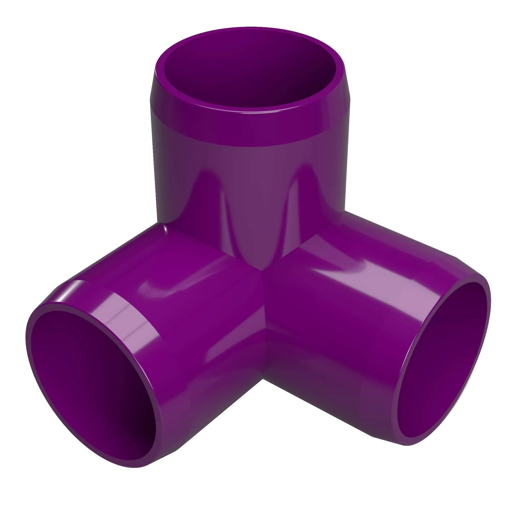 1&#034; 3-Way PVC Elbow Fitting, Purple (4-PK) FORMUFIT Furniture Grade, Made in USA