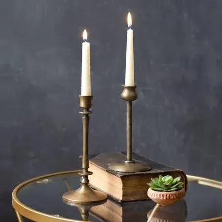 Set of 2 Brass Taper Candle Holders, Centerpiece Table Decorative Vintage, Moder