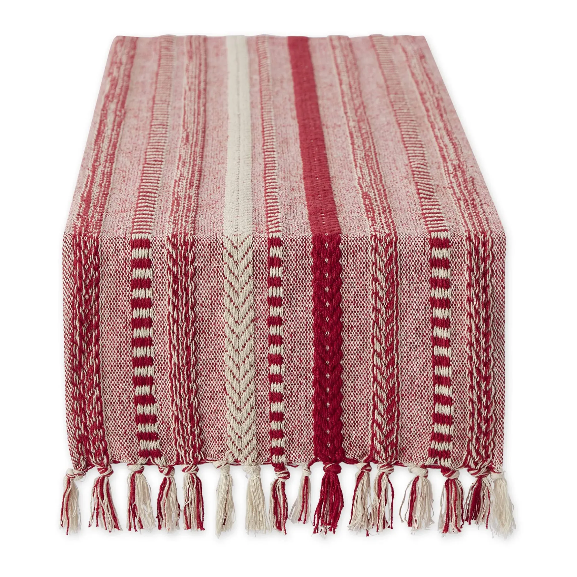 DII Wine Braided Stripe Table Runner 15X72