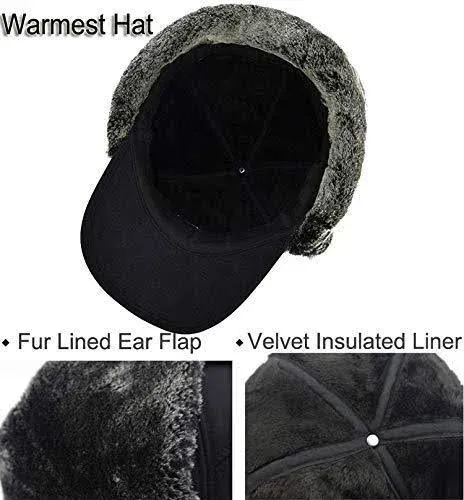 Men&#039;s Trapper Hat Winter Trooper Hat with Earflaps for Skiing Cycling Baseball