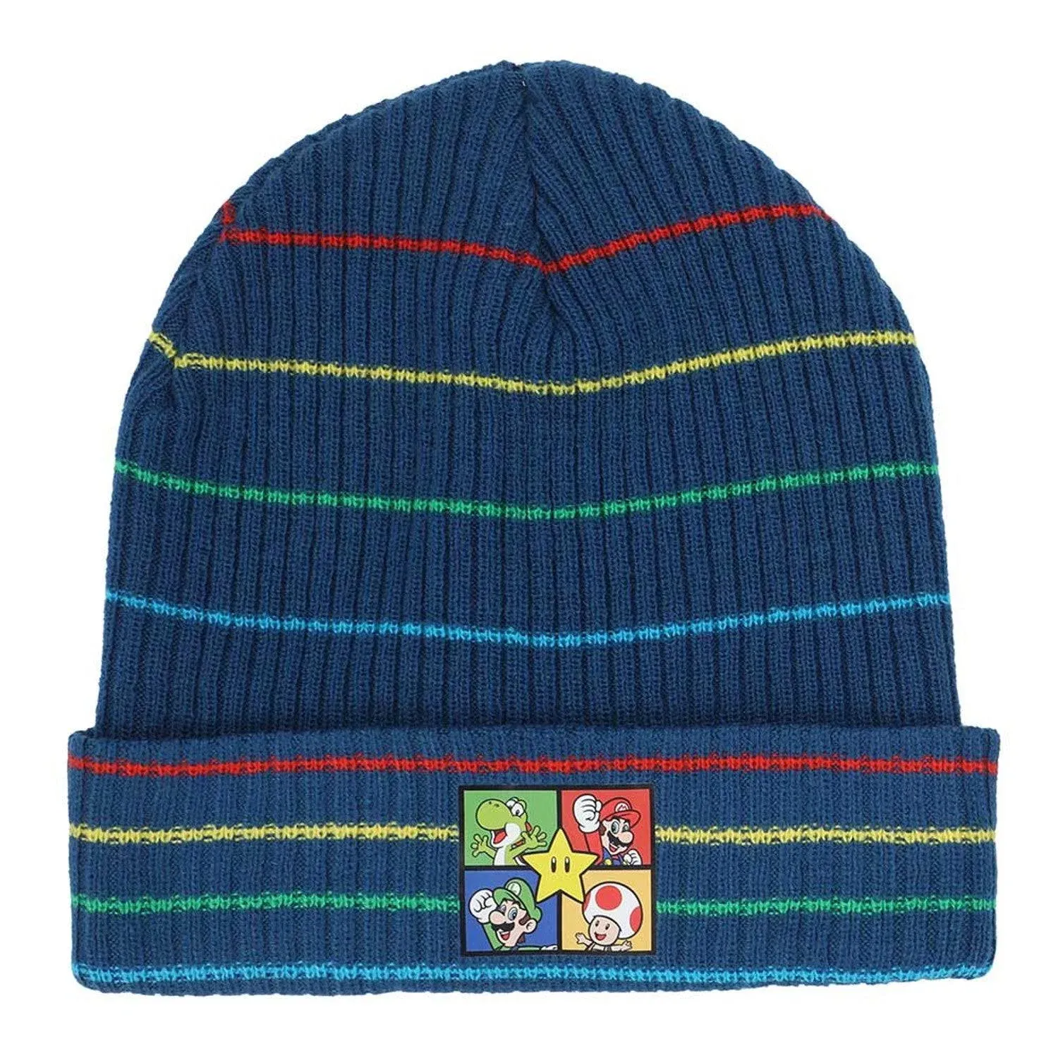 Super Mario Ribbed Knit Youth Beanie and Gloves Set Blue