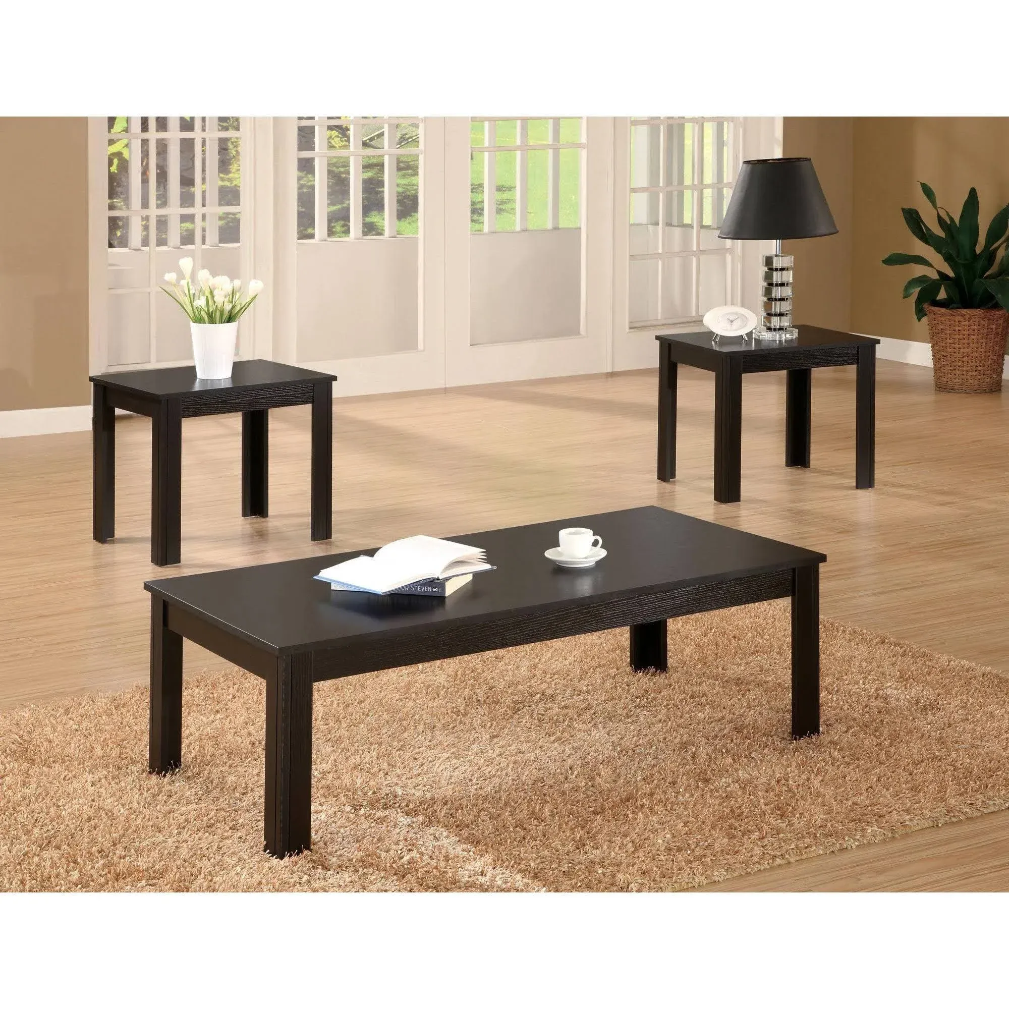 Living room : occasional sets 700225 Black Transitional 3 pc set