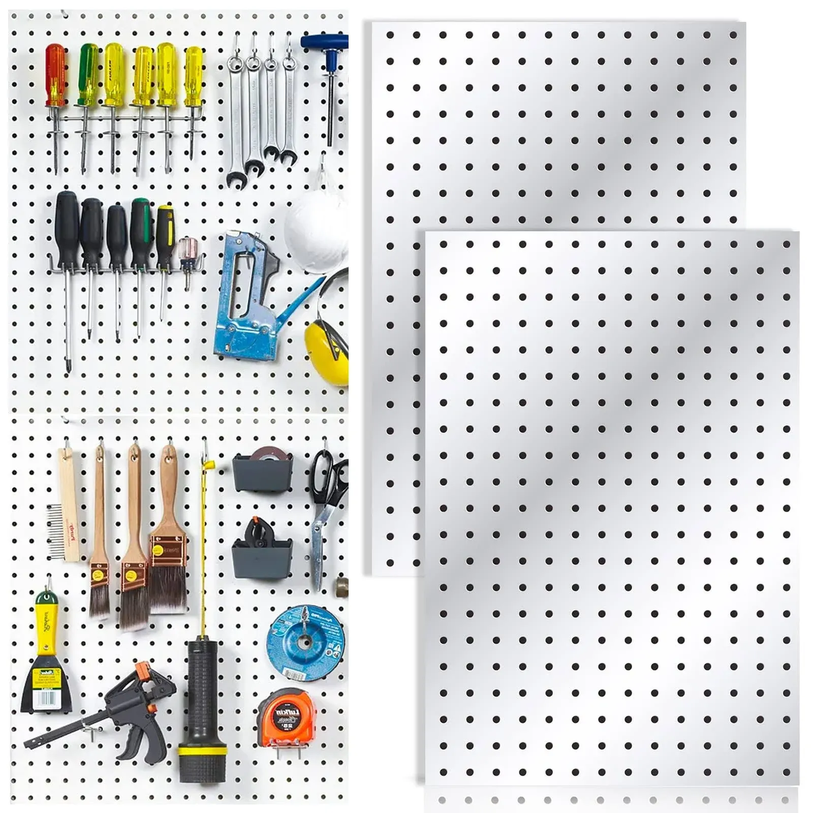 2 Pcs Pegboard, Metal Pegboard Wall Panels - Pegboard Wall Organizer System New