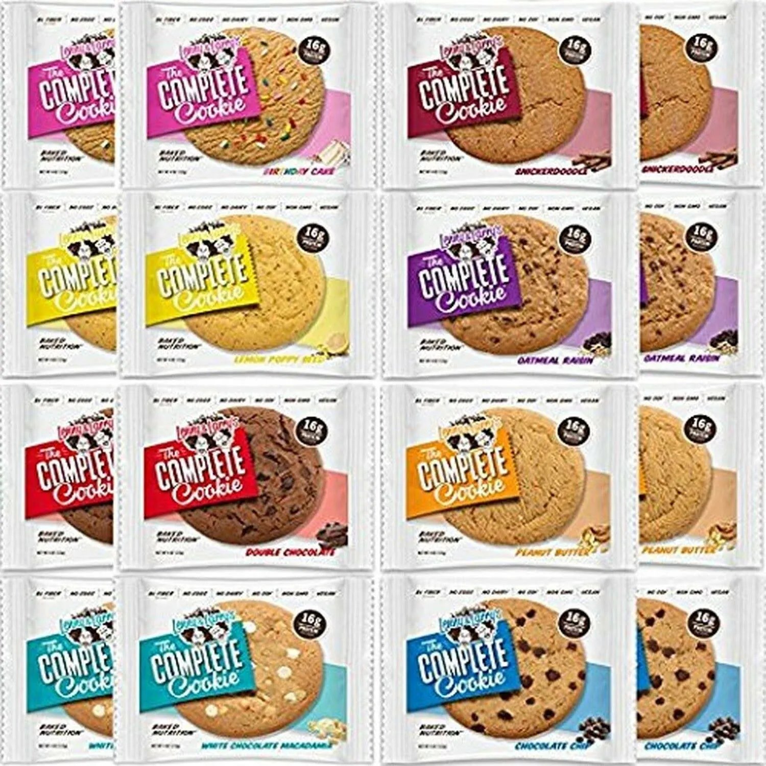 Lenny &amp; LarryS the Complete Cookie, 8 Flavor Variety Pack,4 Ounce Pack of 16