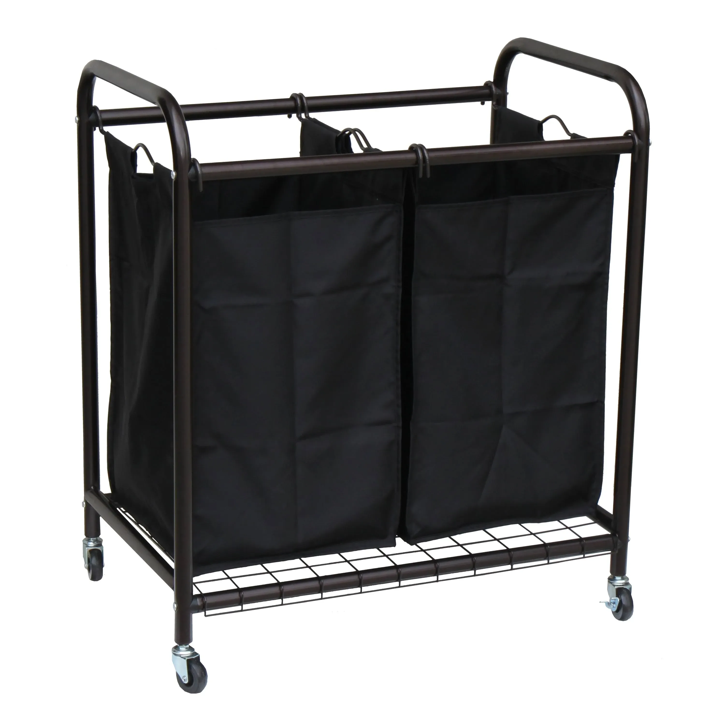 Oceanstar 2 Bag Rolling Laundry Sorter Bronze