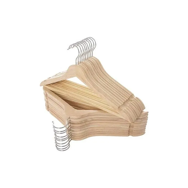 Elong Home Solid Wooden Hangers 30 Pack, Wood Suit Hangers with Extra Smooth Finish, Precisely Cut Notches & Chrome Swivel Hook, Wooden Clothes