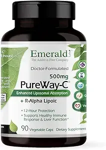 EMERALD LABS PureWay-C - Liver & Immune Support Supplement with R-Alpha Lipoic Acid* - Fast-Absorbing Vitamin C - 90 Vegetable Capsules (45-Day Supply)