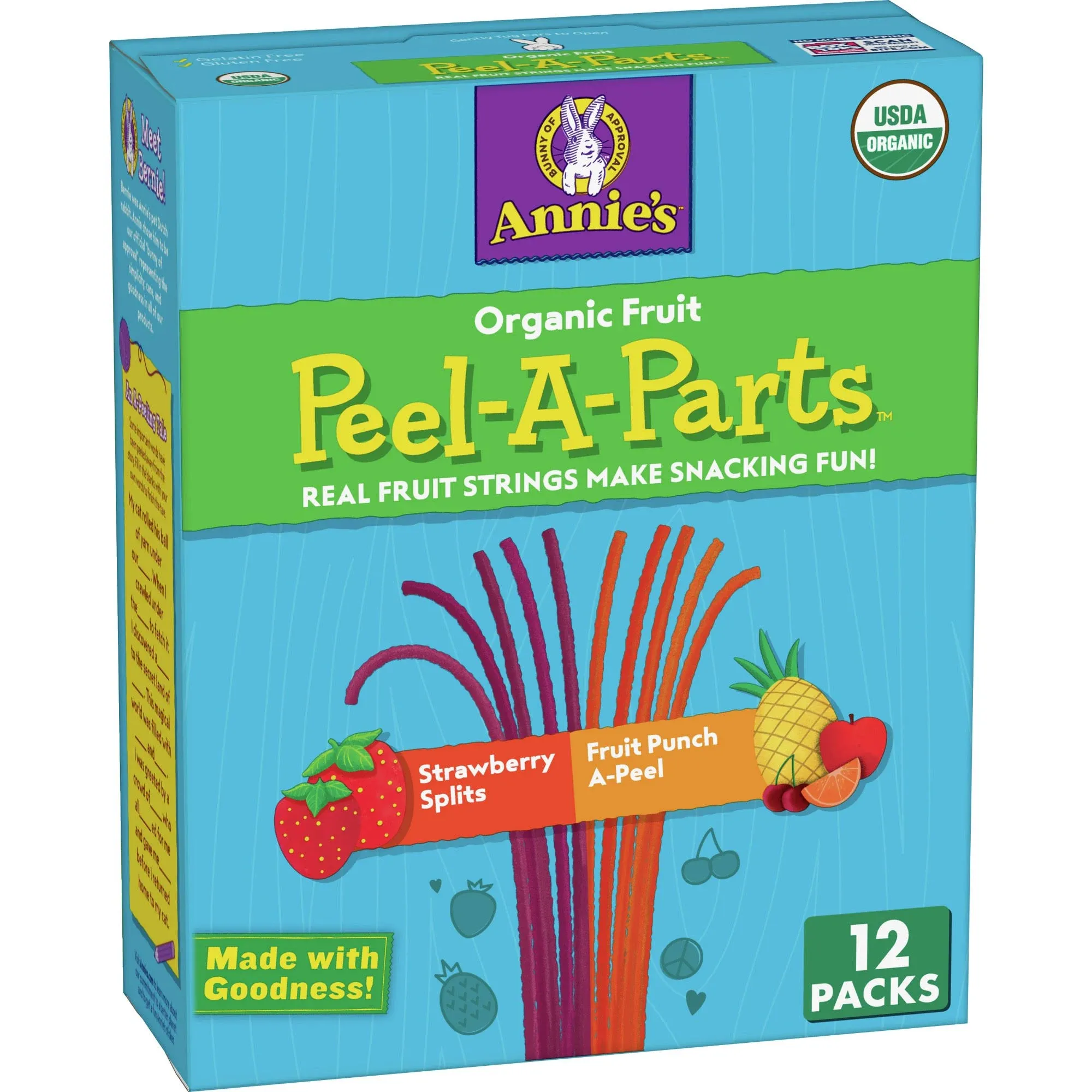 Annie's Annies Peel-A-Parts, Organic, Strawberry Splits Fruit Punch A-Peel, 12 ...