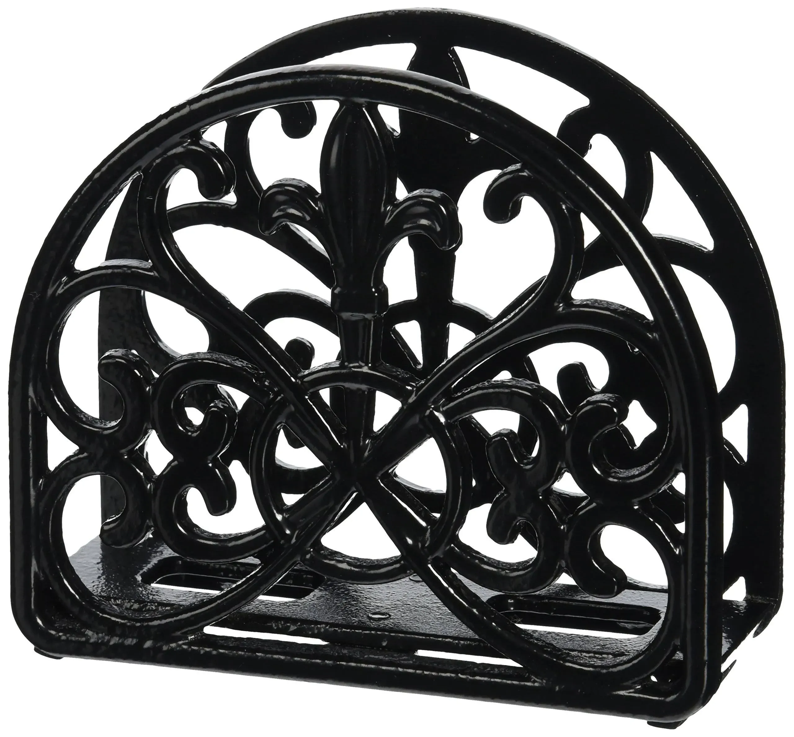 Home Basics Cast Iron Paper Napkin Holder/Freestanding Tissue Dispenser for Kitchen Countertops, Dining, Picnic Table, Indoor & Outdoor Use, Black