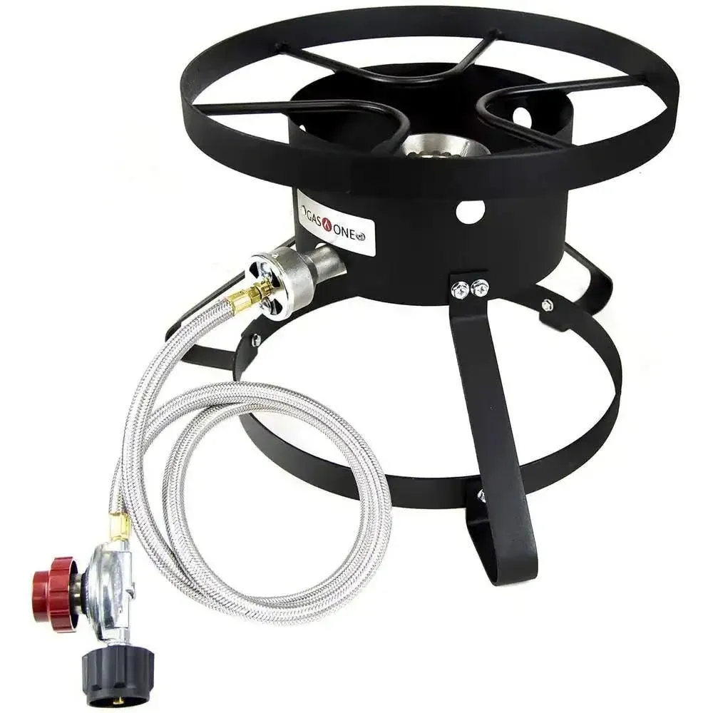 Gasone Outdoor Propane Outdoor Cooker with Propane Burner Regulator and Steel Braided Hose