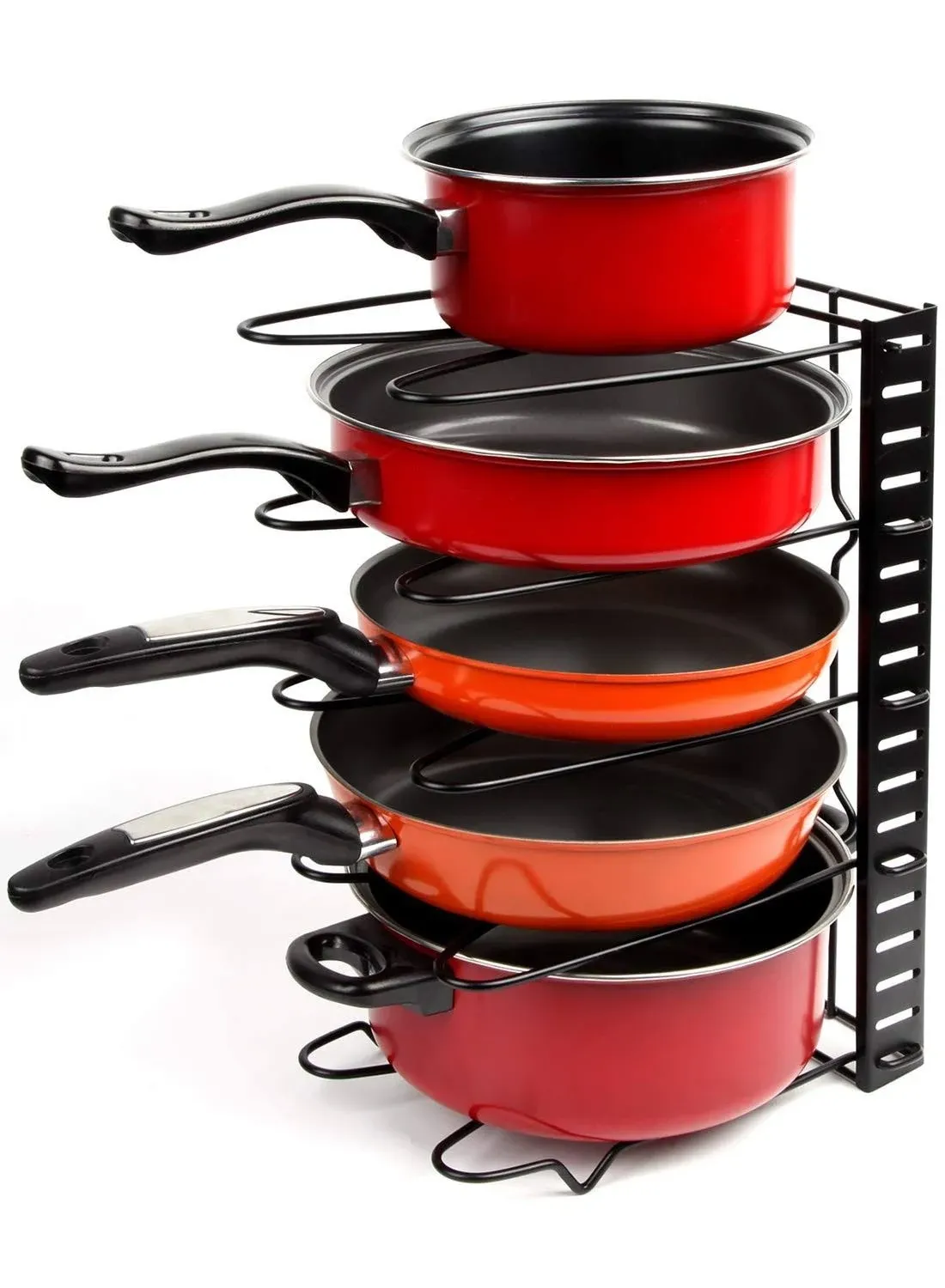 Vdomus Adjustable Pots and Pans Rack | Pan and Pot Lid Holder | Black Metal ...