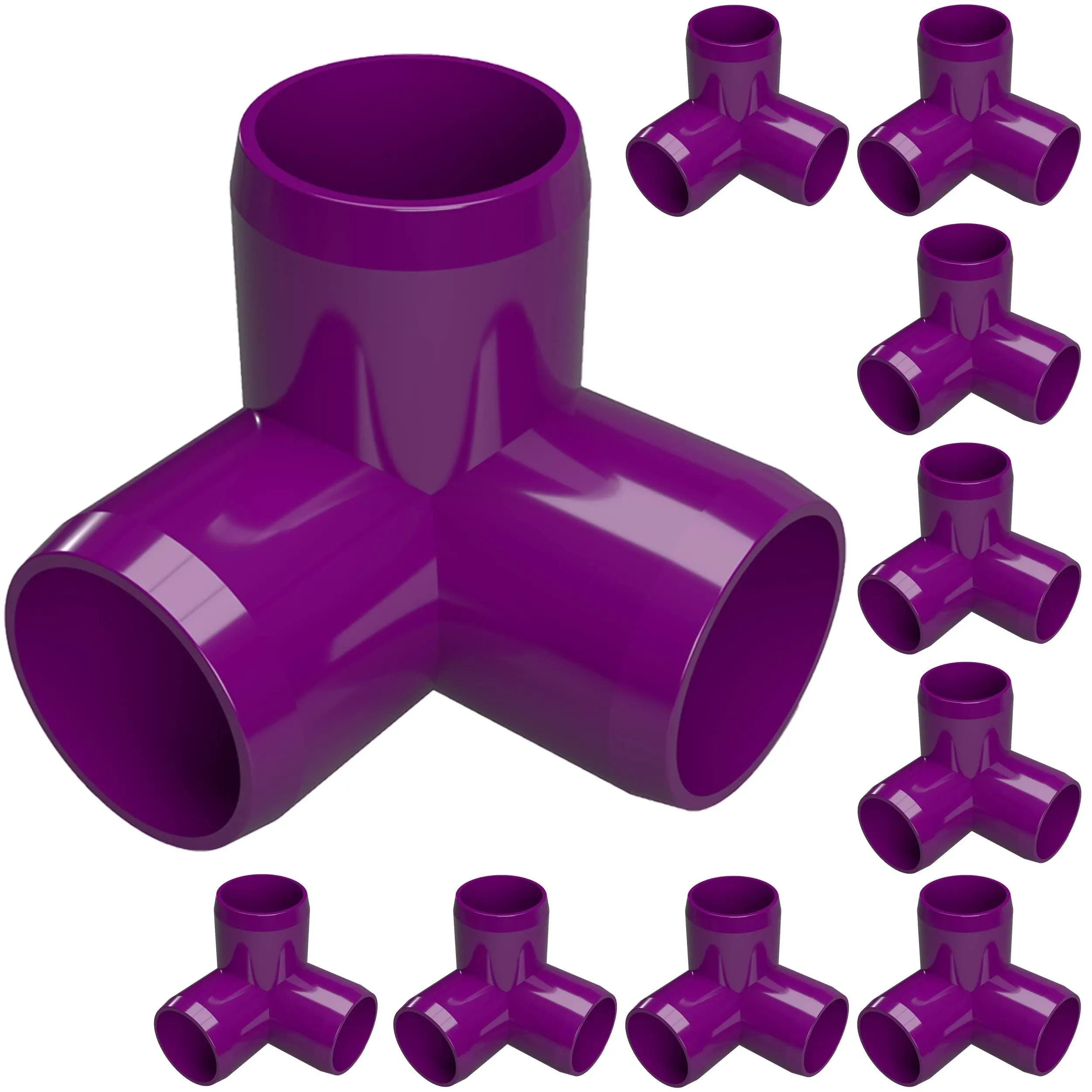 1/2&#034; 3-Way PVC Elbow Fitting, Purple (10-PK) FORMUFIT Furniture Grade, USA Made