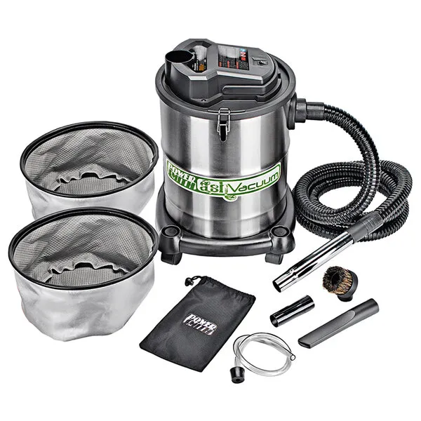 PowerSmith PAVC102 10 Amp 4 Gallon All-In-One Ash and Shop Vacuum/Blower with 10' Hose, Brush Nozzle, Pellet Stove , 16' Power Cord, 1 1/4" Adapter, and 2 Filters, Silver