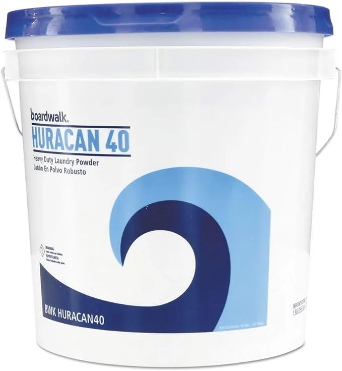 Boardwalk BWKHURACAN40 Low Suds Industrial Powder Laundry Detergent, Fresh Lemon Scent, 40lb Pail