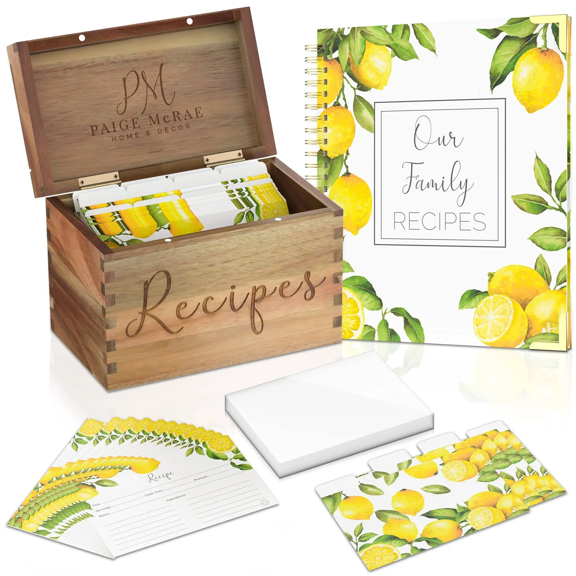 RECIPE BOX with Cards Dividers Protectors Book  STORE