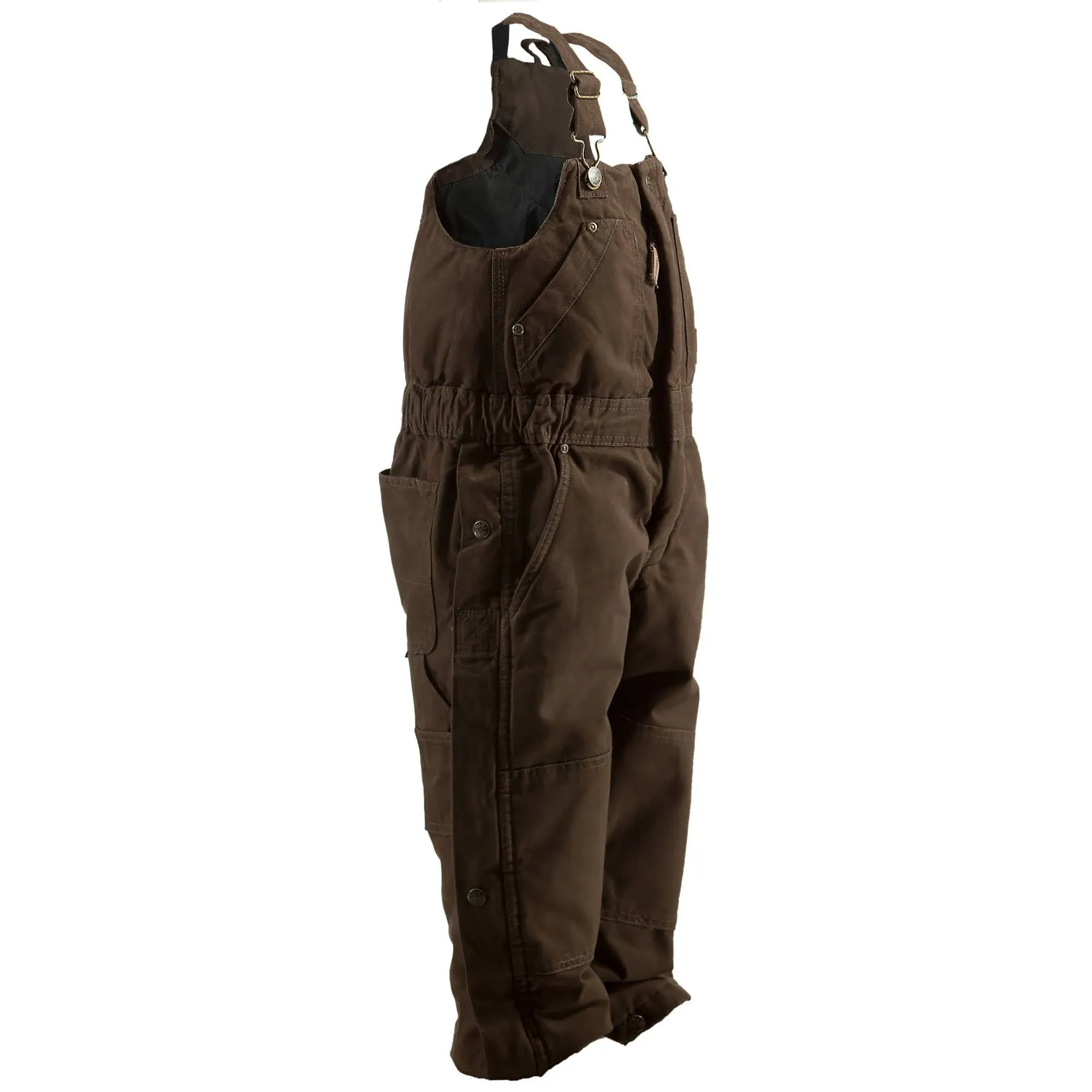 Berne Washed Duck Kid&#039;s Insulated Bib Overalls - Bark - Medium