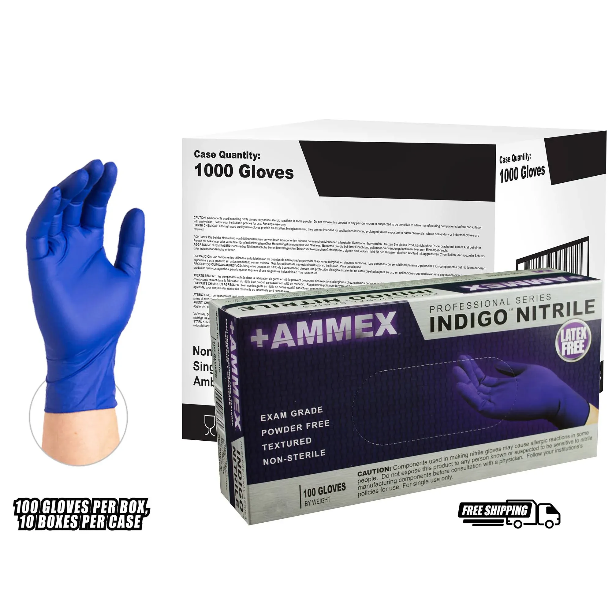 Ammex 4 Mil Nitrile Exam Powder Free Gloves