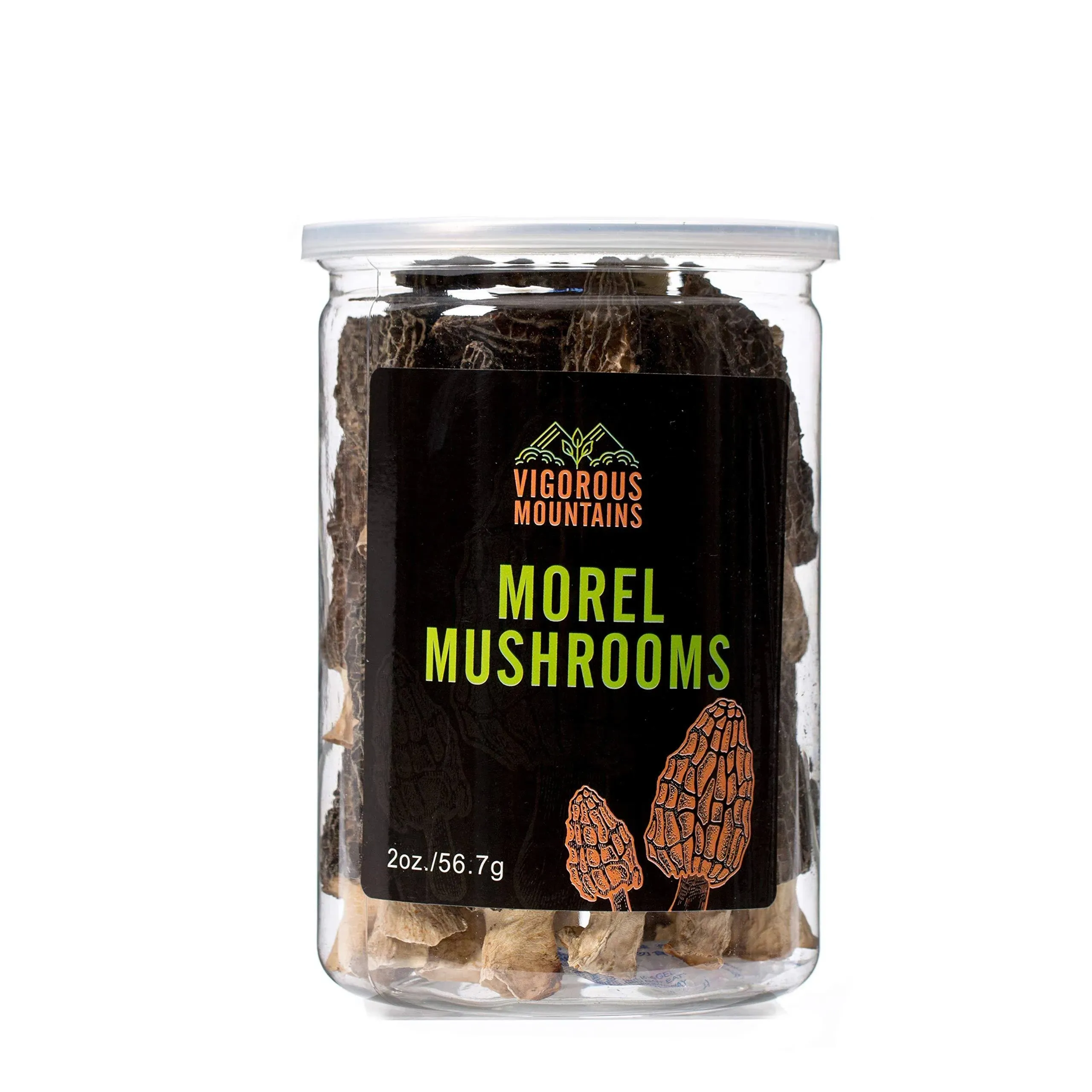 Vigorous Mountains Wild Dried Morel Mushrooms 2 Ounce Morchella Conica 3-8cm Siz