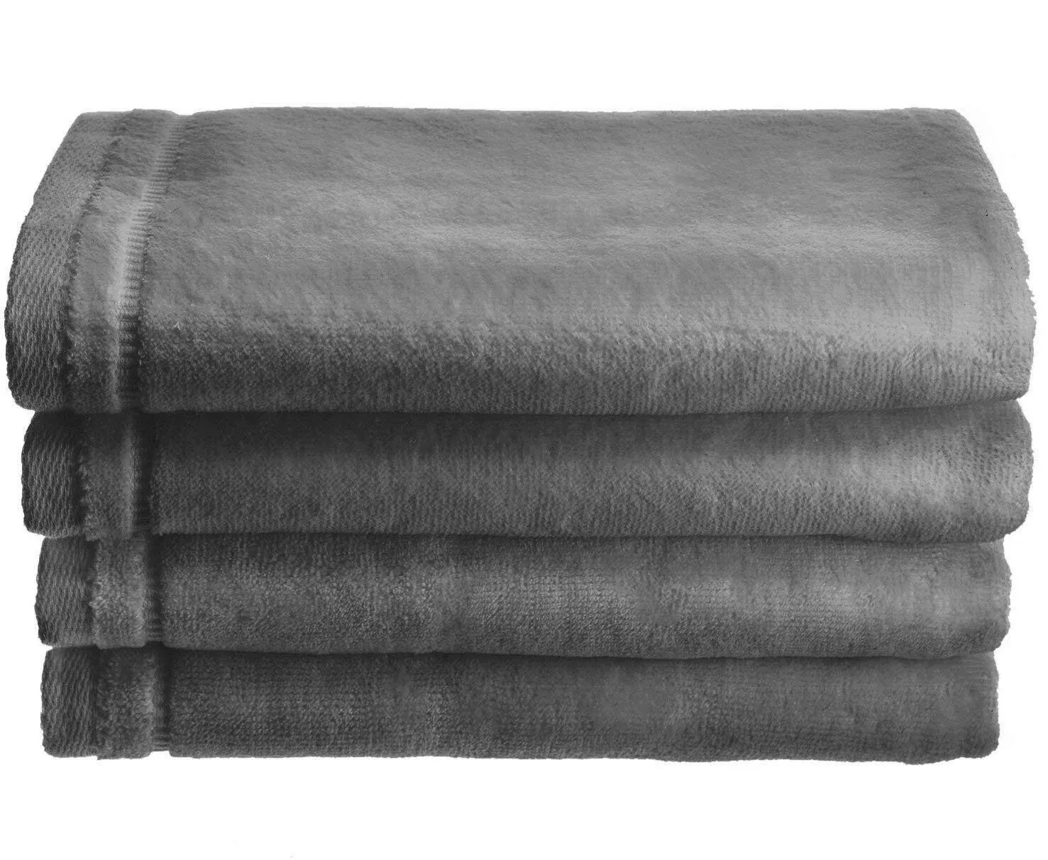 Creative Scents Cotton Velour Fingertip Towel 4 Piece Set 11 by 18-inch Gray with ...