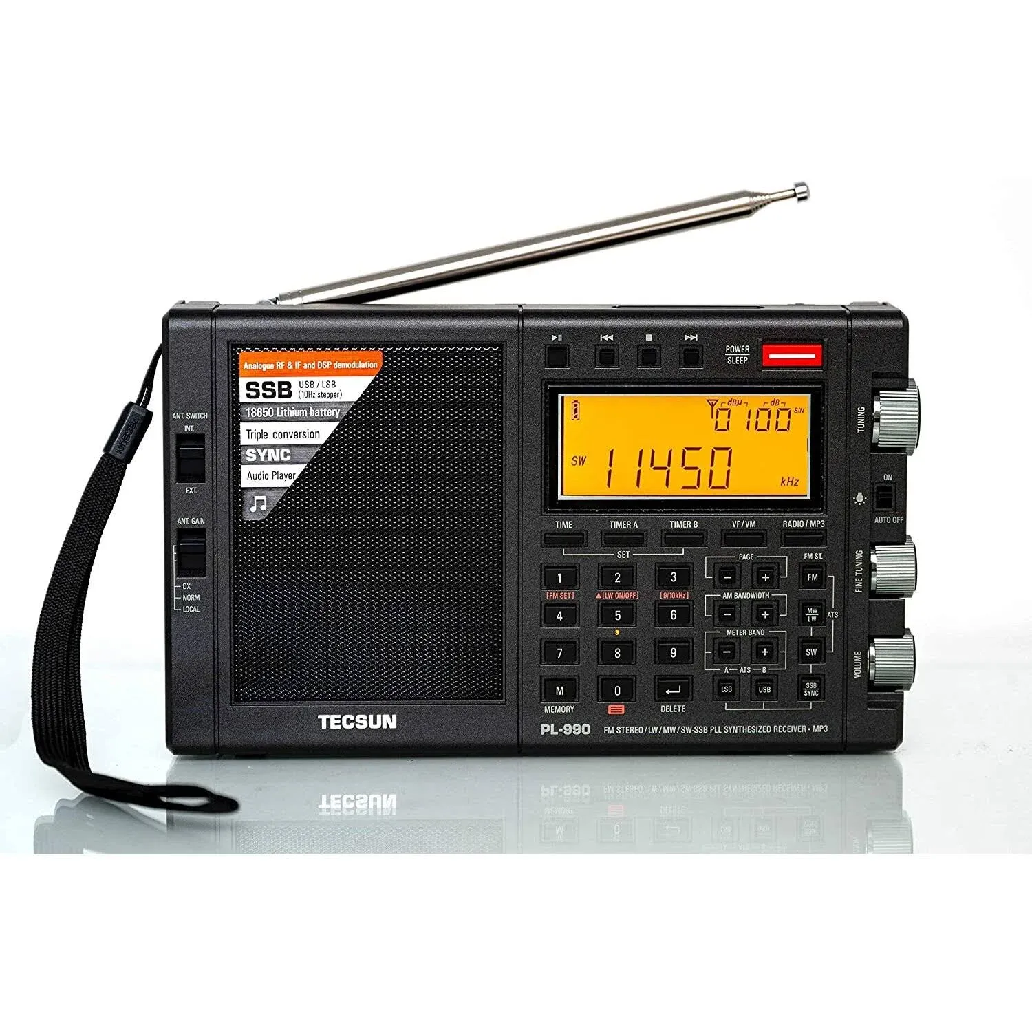 Tecsun PL990 PLL SSB World Band AM FM Shortwave Radio Receiver MP3 Player