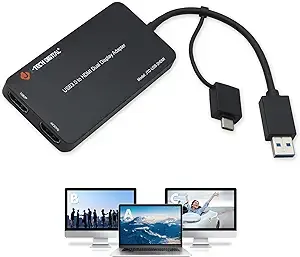 USB 3.0 (Type A/C) to Dual HDMI 4K 30Hz & 108P 60Hz Display Adapter | Features USB-A or USB-C Inputs, USB Powered, Mirror, Extend, Rotation, Clamshell